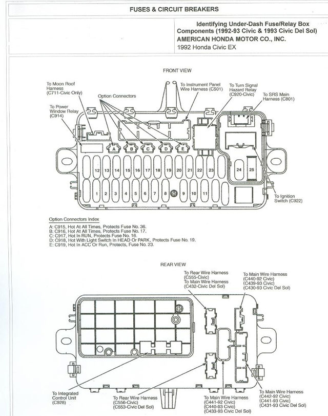 Fuse Box Diagram For 92 Honda Civic